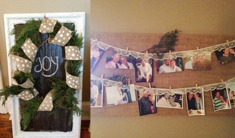 joy wreath and lace to hang pictures