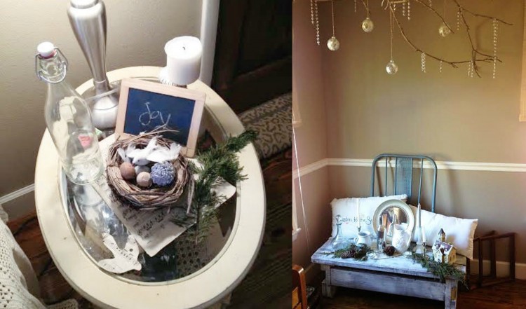 shabby chic Christmas vignettes for living room