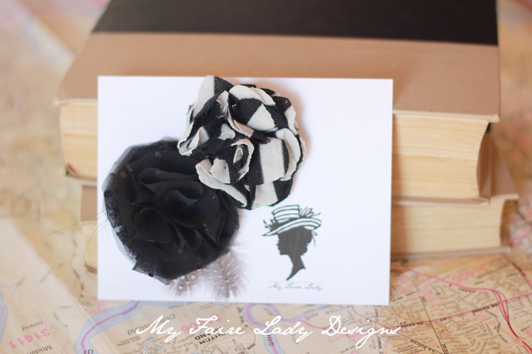 black and white stripe flower clips