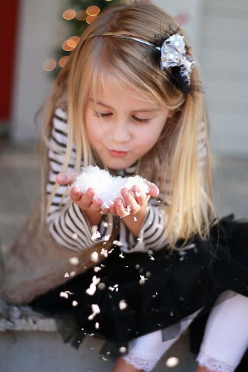 blowing faux snow