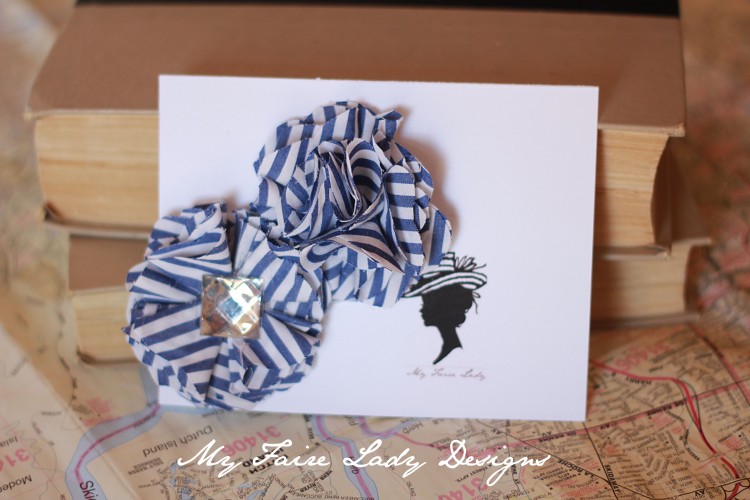 blue and white stripe flower clips