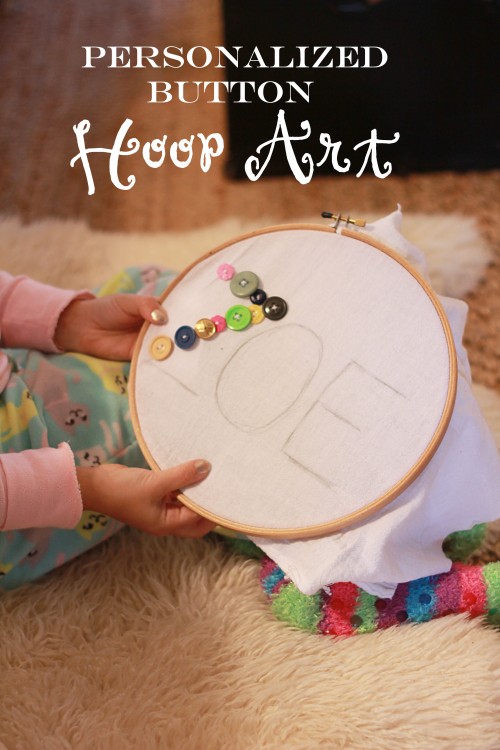 personalized button hoop art for kids