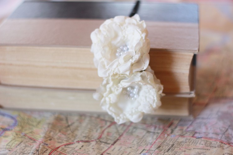 white flower headband