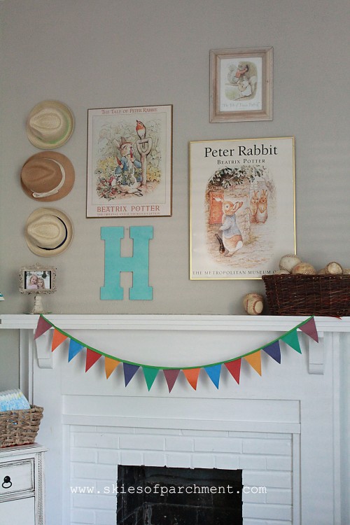 Beatrix Potter theme mantel