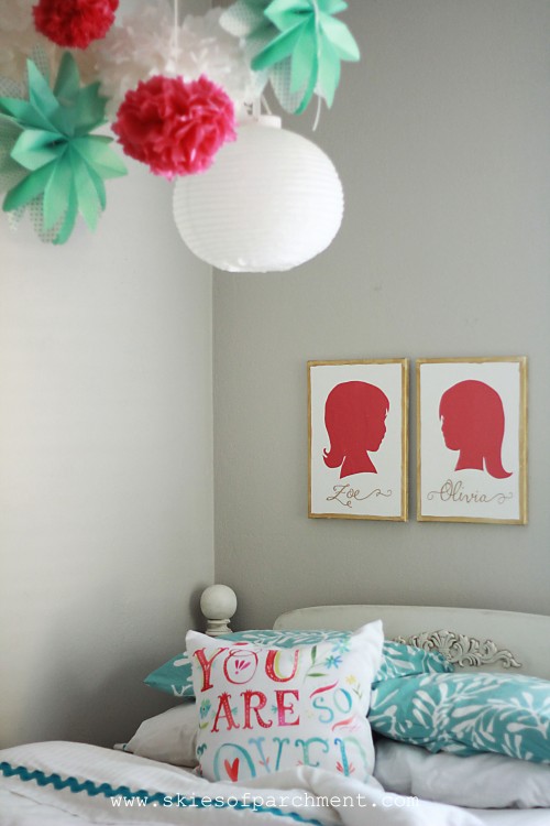 coral and aqua bedroom