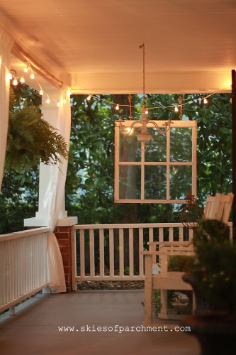 front porch with patio lights