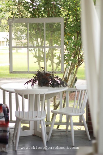 little eating area on the front porch