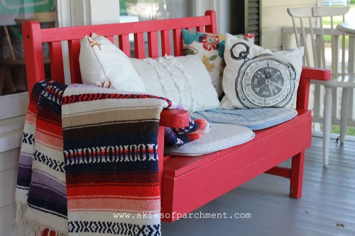 red bench to match the front door