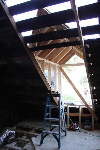 rough framed dormer with cathedral ceiling