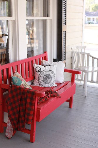 plaid blanket for a cozy porch