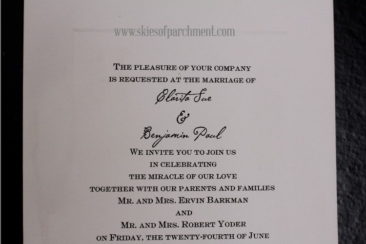 framed wedding invitation